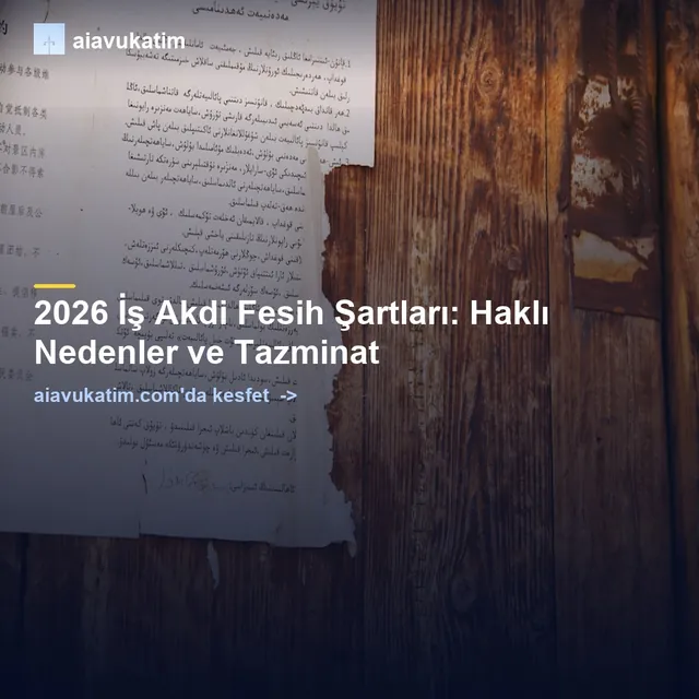 2026 İş Akdi Fesih Şartları: Haklı Nedenler ve Tazminat