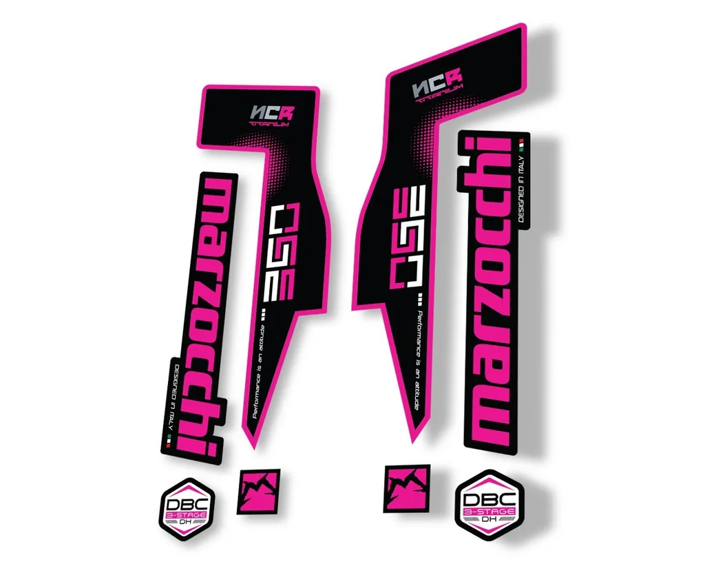Marzocchi 350 NCR Titanium Fork Suspension Sticker Decal Adhesive Kit Pink