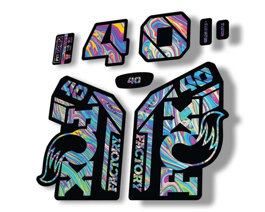 FOX 40 2021 Factory Forks Suspension Decals Sticker Set Adhesive Oil Slick 1
