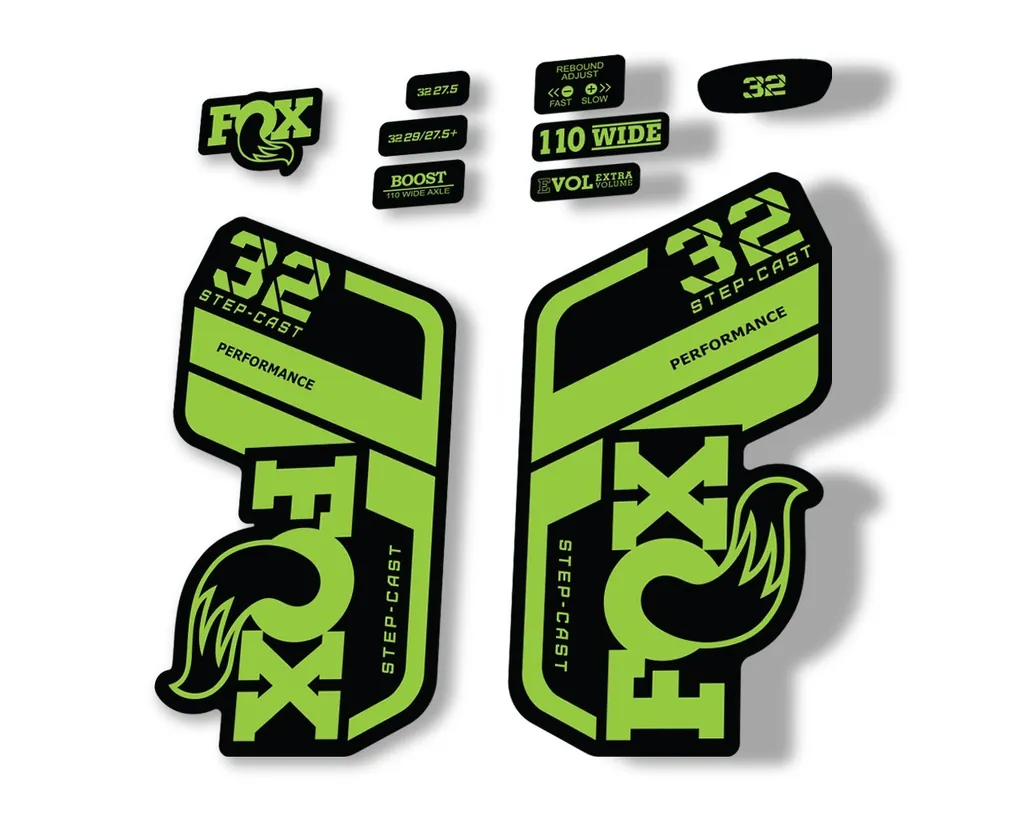 FOX 32 Step Cast Perf. 2021 Factory Fork Decals Suspension Sticker Green