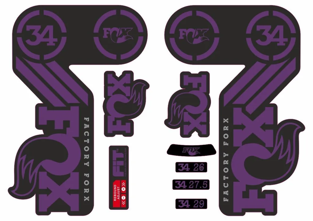 FOX 34 Heritage 2015 Fork Suspension Factory Decal Sticker Adhesive Purple