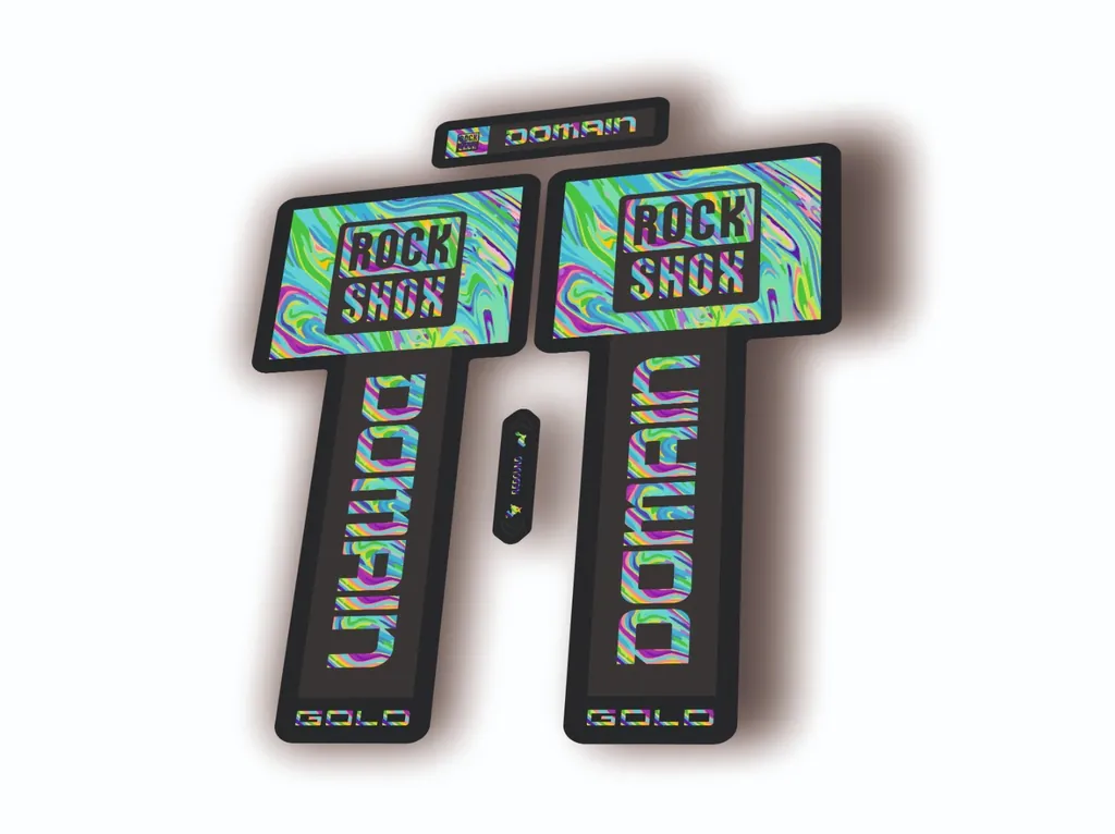 Rock Shox Domain Gold 2025 Fork Decal Mountain Bike Cycling Sticker Oil Slick 1