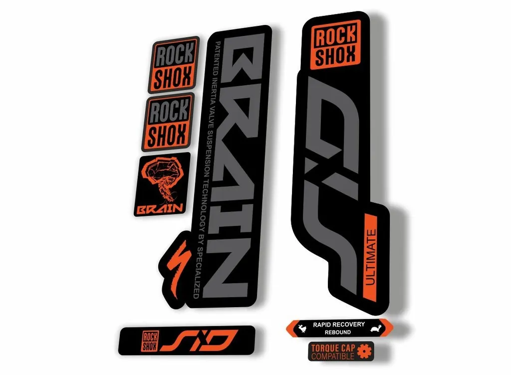 Rock Shox SID Brain ULTIMATE 2020 Mountain Bike Cycling Decal Sticker OrangeGray