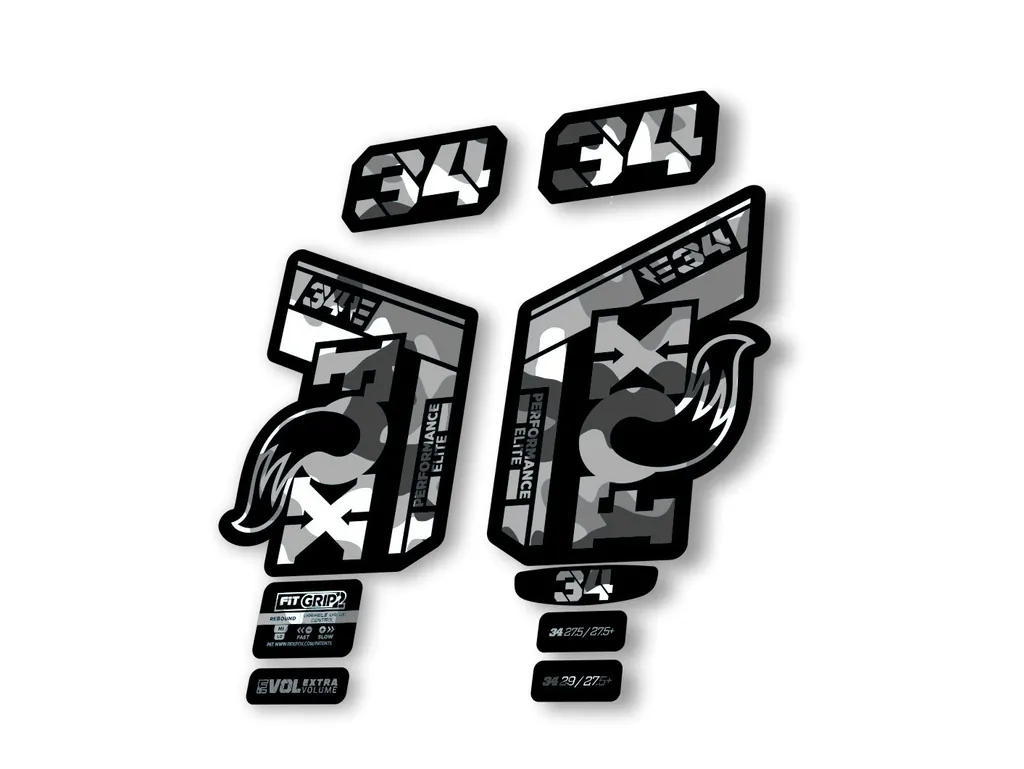 Fox 34 2022 Performance Elite E Bike Fork Decals Suspension Sticker White Camo