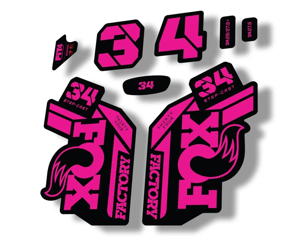 FOX 34 Step Cast SC 2021 Factory Fork Decals Suspension Sticker Adhesive Pink