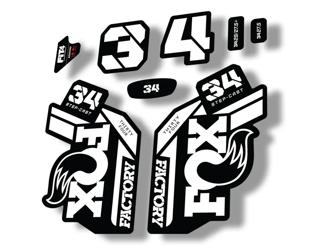 FOX 34 Step Cast SC 2021 Factory Fork Decals Suspension Sticker Adhesive White