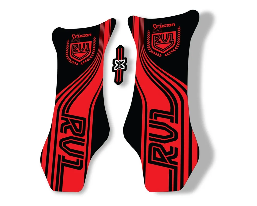 X Fusion RV1 2018 Front Shock Suspension Sticker Factory Decal Red