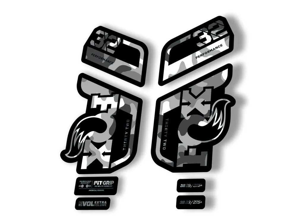 Fox 32 Performance 2021 Fork Suspension Factory Decal Sticker White Camo