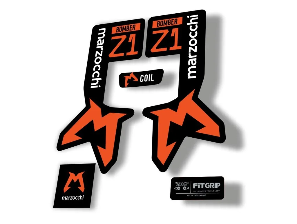 Marzocchi Bomber Z1 2025 2025 Fork Suspension Sticker Decal Kit Adhesive Orange
