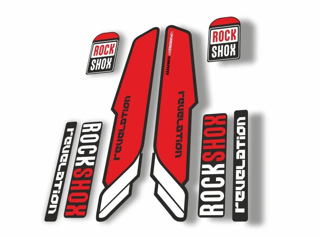 Rock Shox REVELATION 2013 Mountain Bike Cycling Decal Kit Sticker Adhesive Red