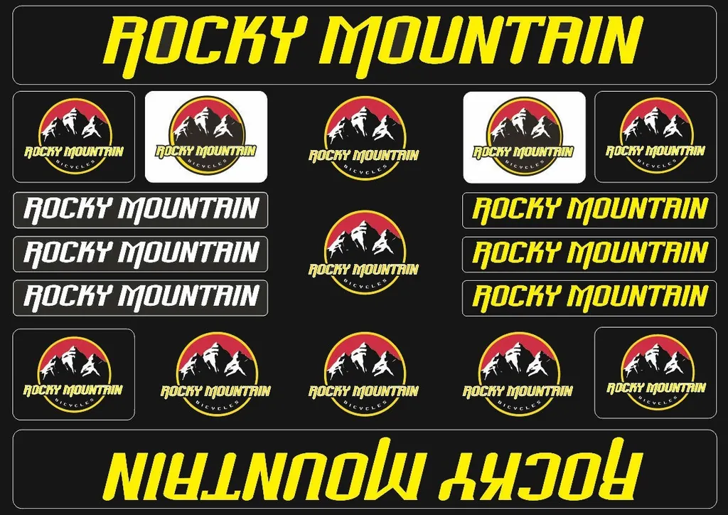 Bicycle Vinyl Stickers – Compatible with Rocky Mountain Bikes – Yellow