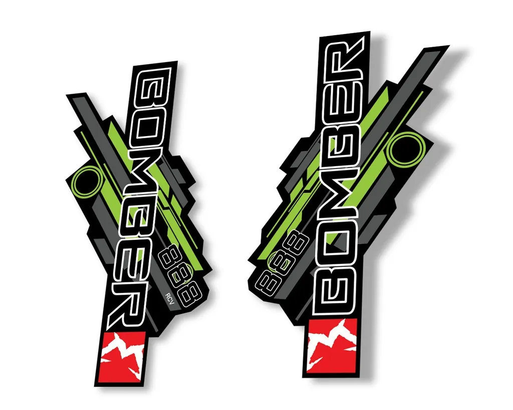 Marzocchi Bomber 888 RCV 2014 Fork Suspension Sticker Decal Kit Green-Gray