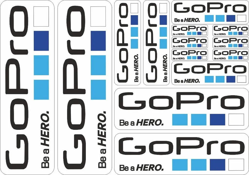 GoPro Hero Action Camera Replacement Decals Stickers Graphic Vinyl 14 Pcs B/W