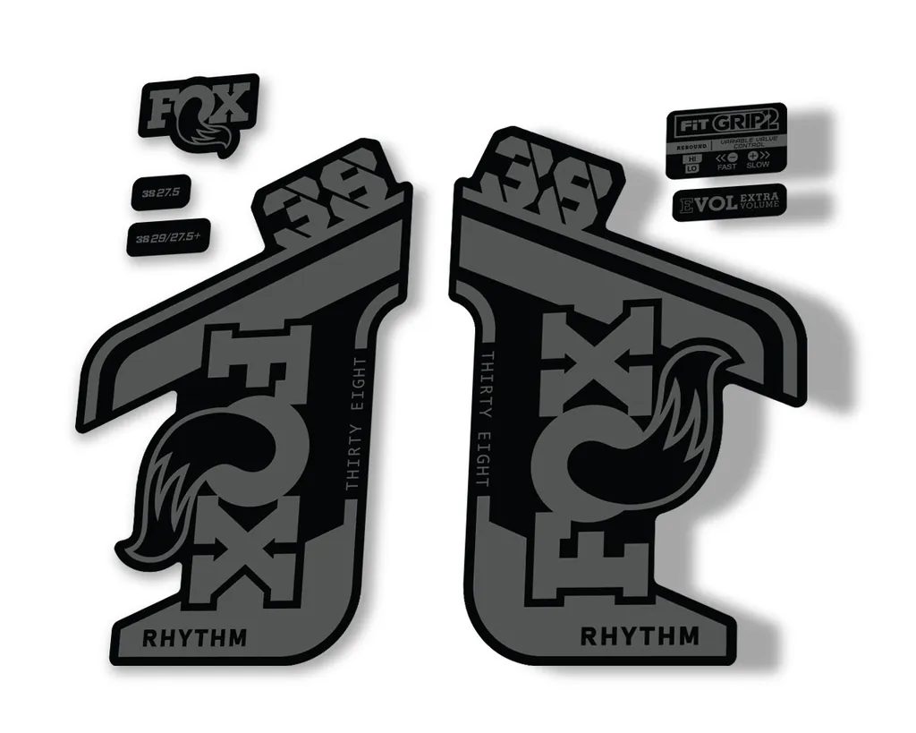 FOX 38 RHYTHM 2021 Fork Suspension Factory Sticker MTB Decal Adhesive Gray