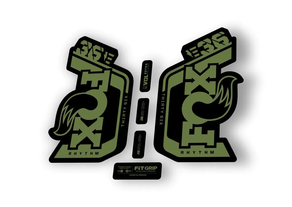 Fox 36 Rhythm E Bike 2024Fork Suspension Factory Decal Sticker Adhesive Olive