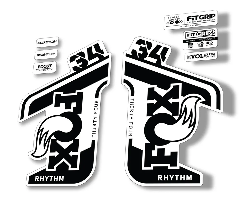 FOX 34 RHYTHM 2021 Fork Suspension Factory Sticker MTB Decal Adhesive Black