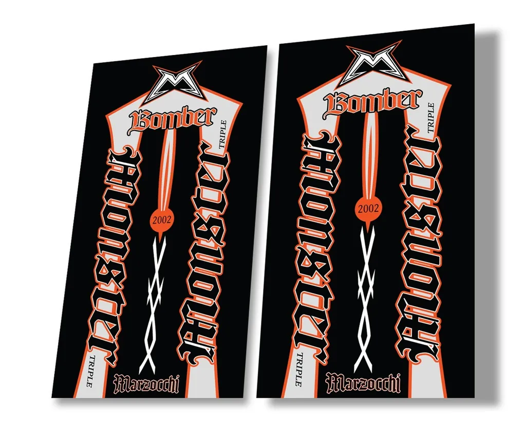 Marzocchi Bomber Monster 2002 Suspension Decal Kit Sticker Adhesive Orange