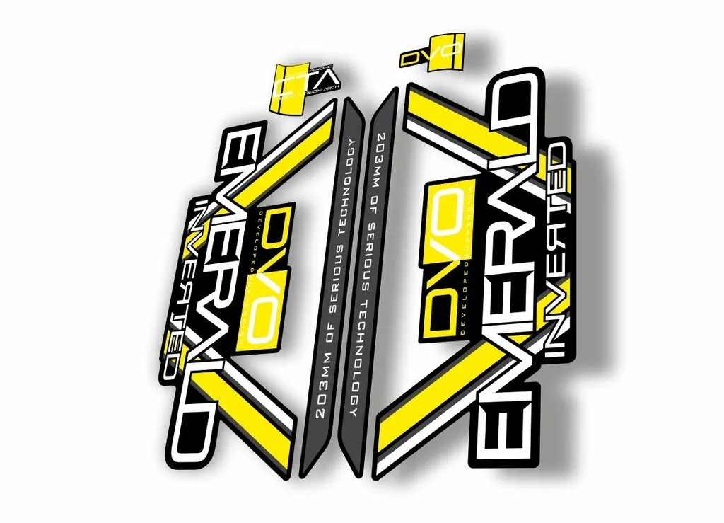 DVO 2016 EMERALD 27.5 - 29 Fork Suspension Sticker Decal Kit Adhesive Yellow