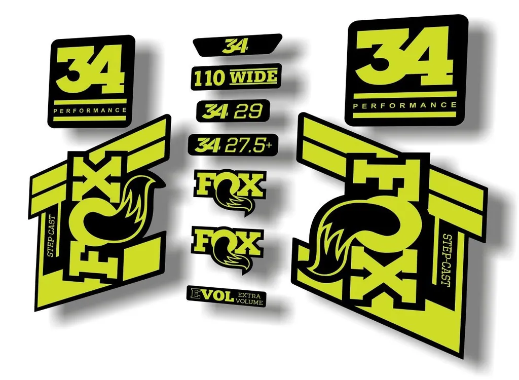 FOX 34 Step Cast SC 2020 Fork Suspension Factory Decal Sticker Set Lime Green