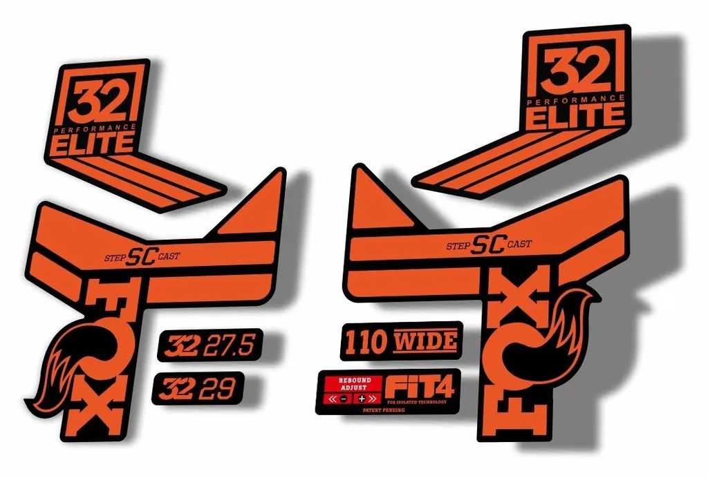 FOX 32 Step Cast SC EP  Fork Suspension Factory Decals Stickers Adhesive Orange