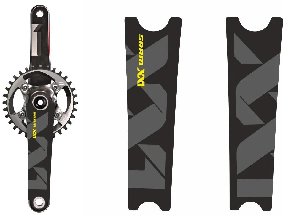 Crank Set Stickers Decals SRAM XX1 Mountain Bike Bicycle Adhesive 2Pc Yellow #1