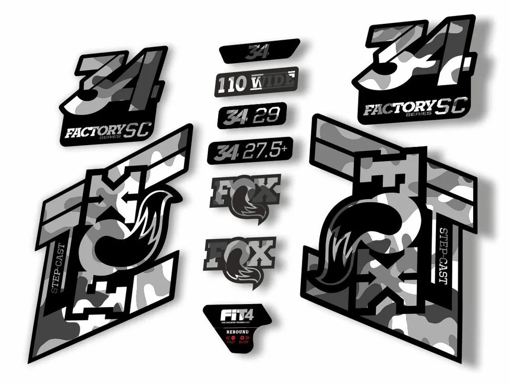 FOX 34 Step Cast SC 2019 Fork Suspension Factory Decal Stickers Adhesive Camo 1