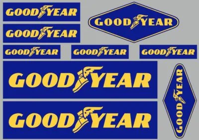 GOODYEAR Decals Quality Stickers Vinyl Graphic Set Logo Adhesive Kit 9 Pcs
