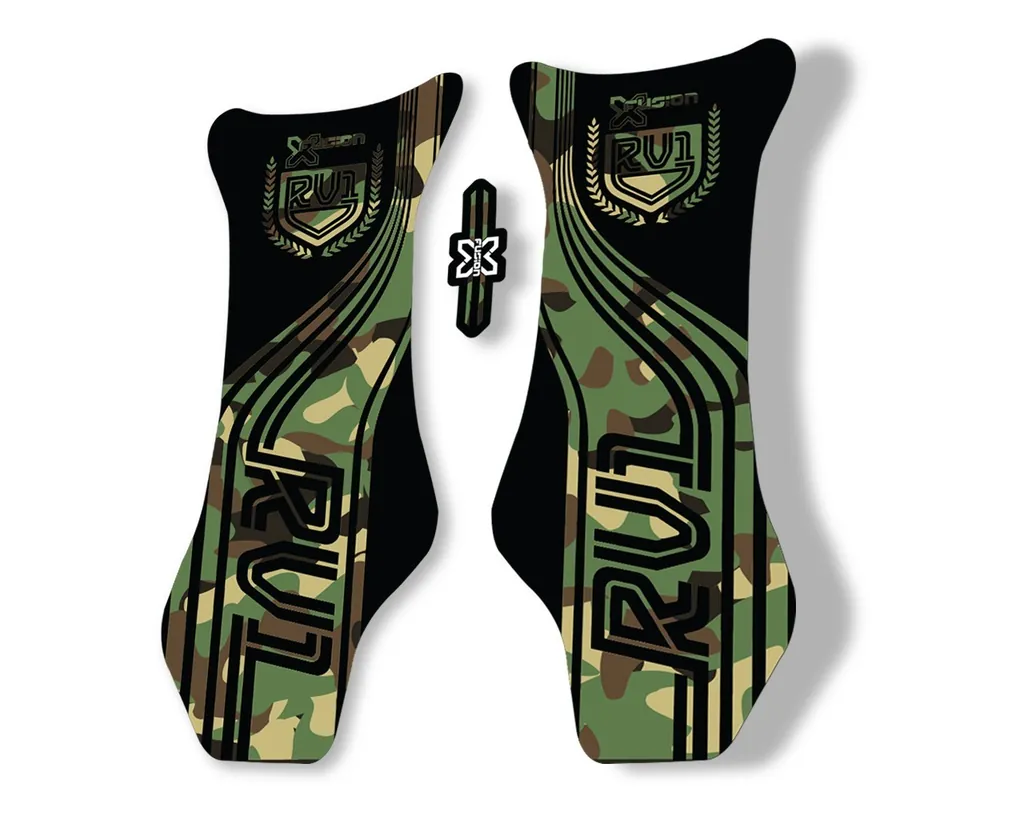 X Fusion RV1 2018 Front Shock Suspension Sticker Factory Decal Camo