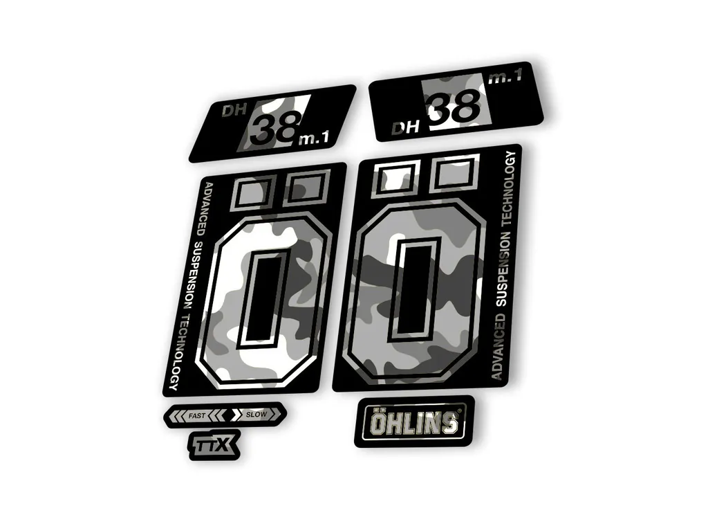 Ohlins DH38 M.1 2022 Fork Decal Mountain Bike Cycling Sticker Adhesiv White Camo