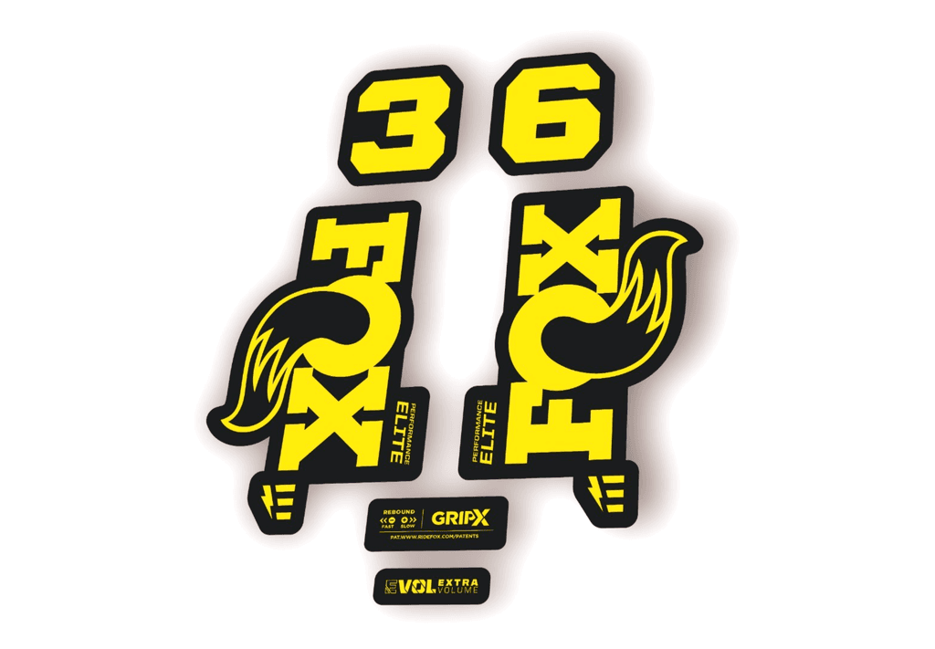 FOX 36 Elite E-Optimized 2026 Fork Factory Decal Sticker Adhesive Yellow