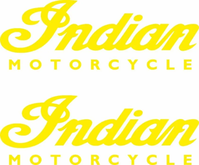 INDIAN MOTORCYLES Vinyl Sticker Decal Adhesive Set 8.4" x 2.9" Yellow 2 Pcs
