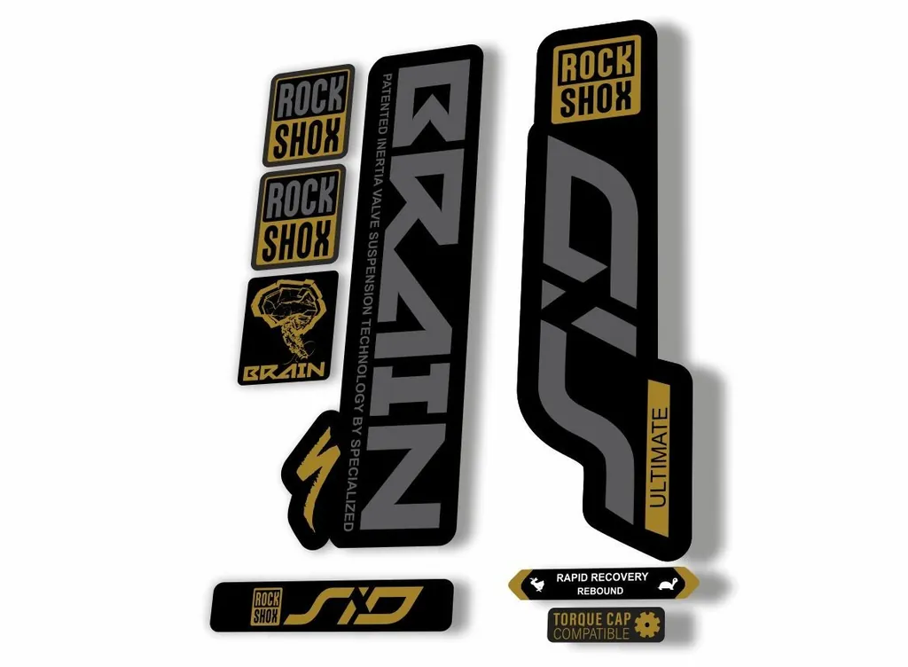 Rock Shox SID Brain ULTIMATE 2020 Mountain Bike Cycling Decal Sticker Gold Gray