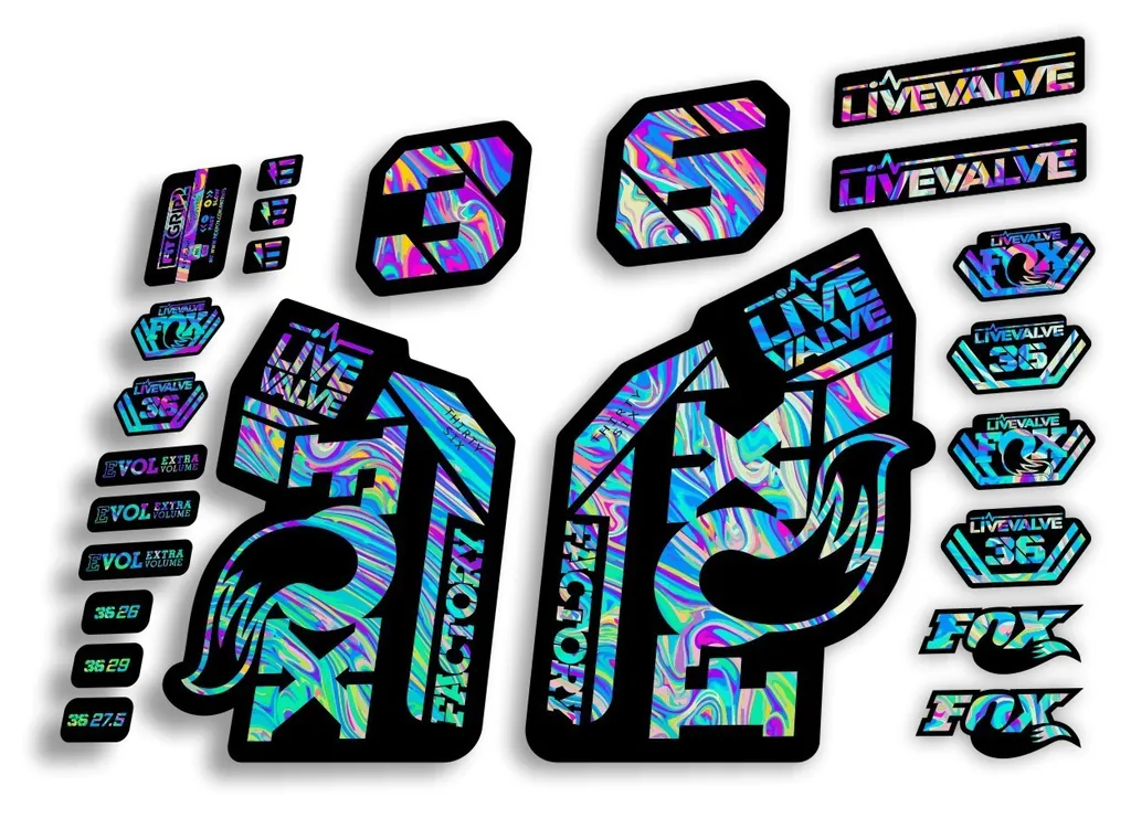 FOX 36 2022 Live Valve Forks Suspension Decal Sticker MTB Set Oil Slick 1-24Pcs