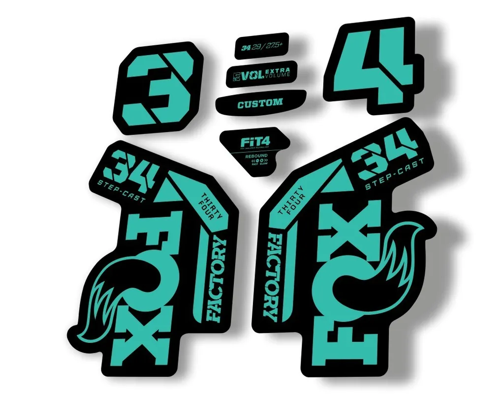 FOX 34 Step Cast SC 2023 Factory Fork Decals Suspension Sticker Dolphin