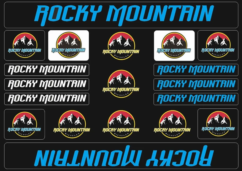 Bicycle Vinyl Stickers – Compatible with Rocky Mountain Bikes – Blue