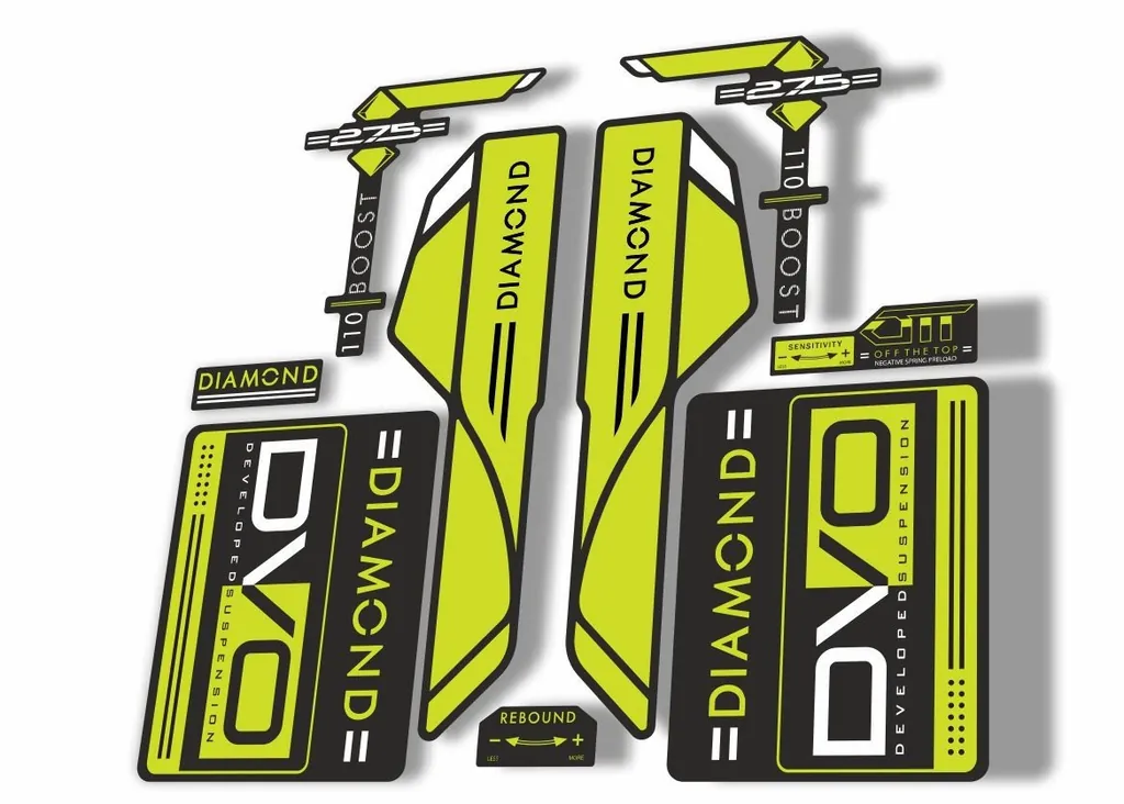 DVO 2017 Diamond Boost 27.5 Fork Suspension Sticker Decal Adhesive Lime Green