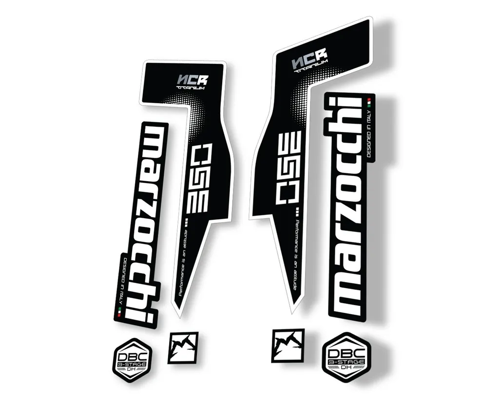 Marzocchi 350 NCR Titanium Fork Suspension Sticker Decal Adhesive Kit White