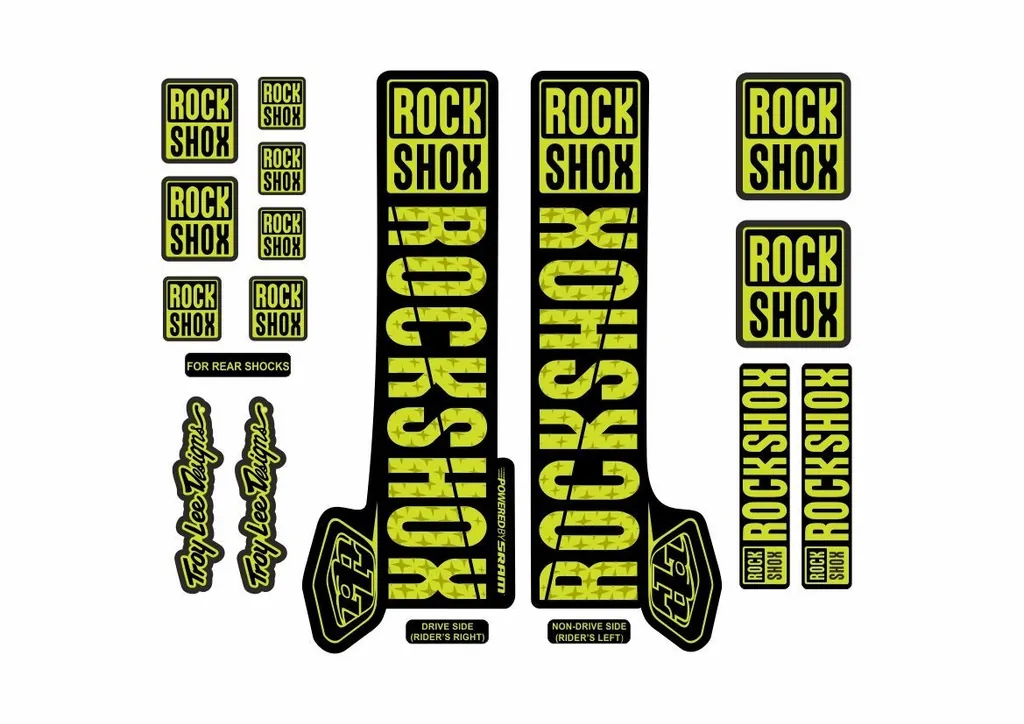 Rock Shox Troy Lee Fork Decal Mountain Bike Cycling Sticker Adhesive Lime Green