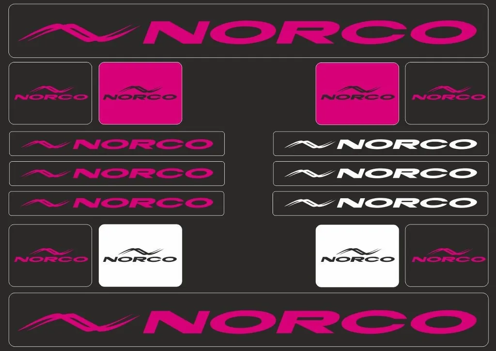 Bicycle Vinyl Stickers – Compatible with NORCO Mountain Bikes – Pink