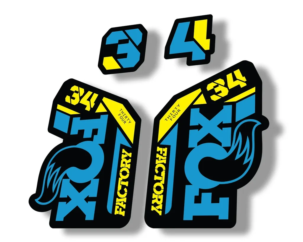 FOX 34 2021 Factory Forks Suspension Decal Sticker Blue Yellow