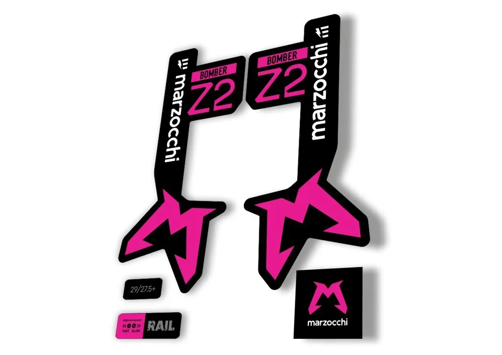 Marzocchi Bomber Z2 Eoptimized 2025 Fork Suspension Sticker Decal Kit Pink