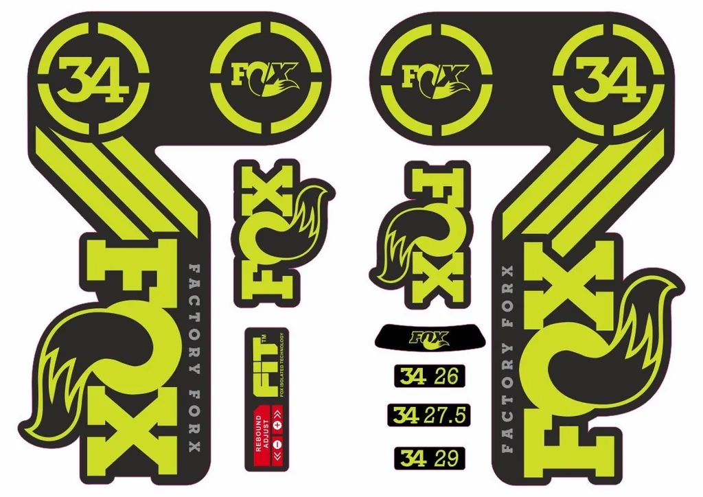 FOX 34 Heritage 2015 Fork Suspension Factory Decal Sticker Adhesive Lime Green
