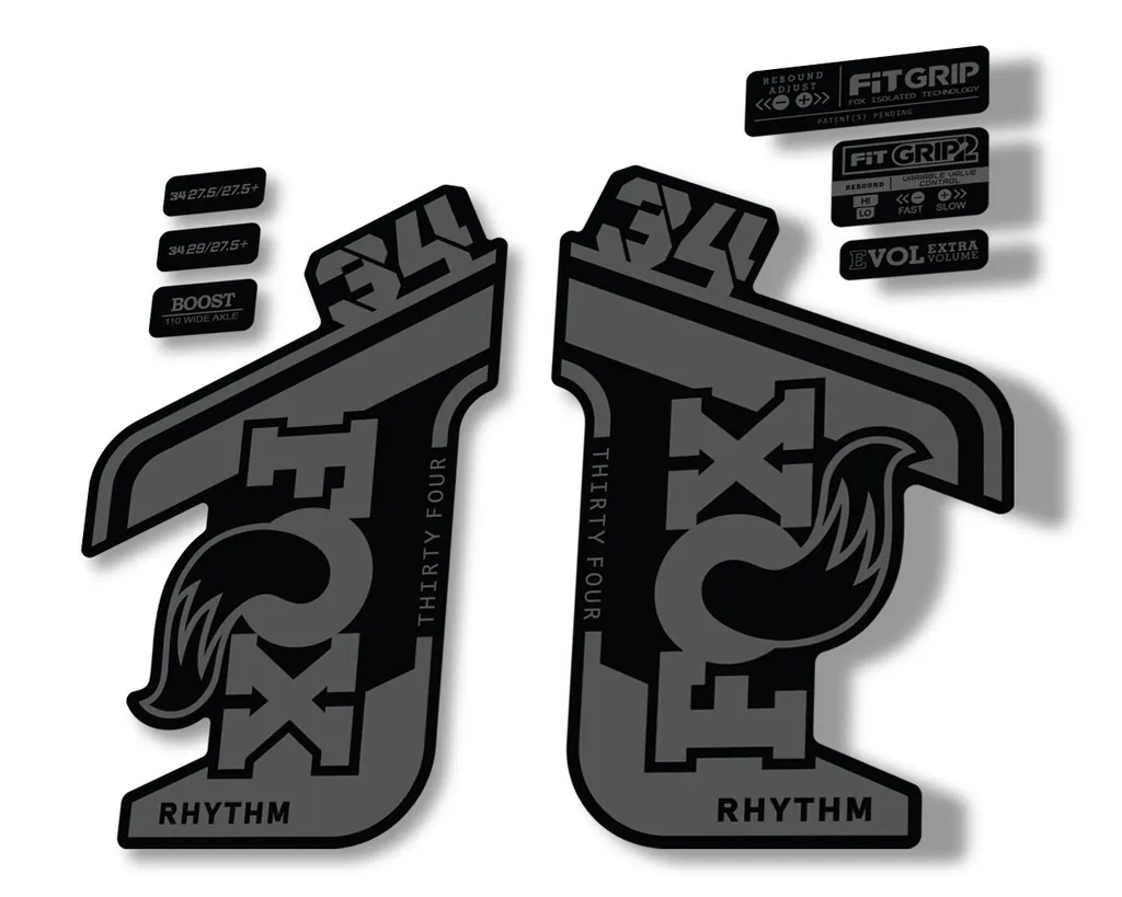 FOX 34 RHYTHM 2021 Fork Suspension Factory Sticker MTB Decal Adhesive Gray