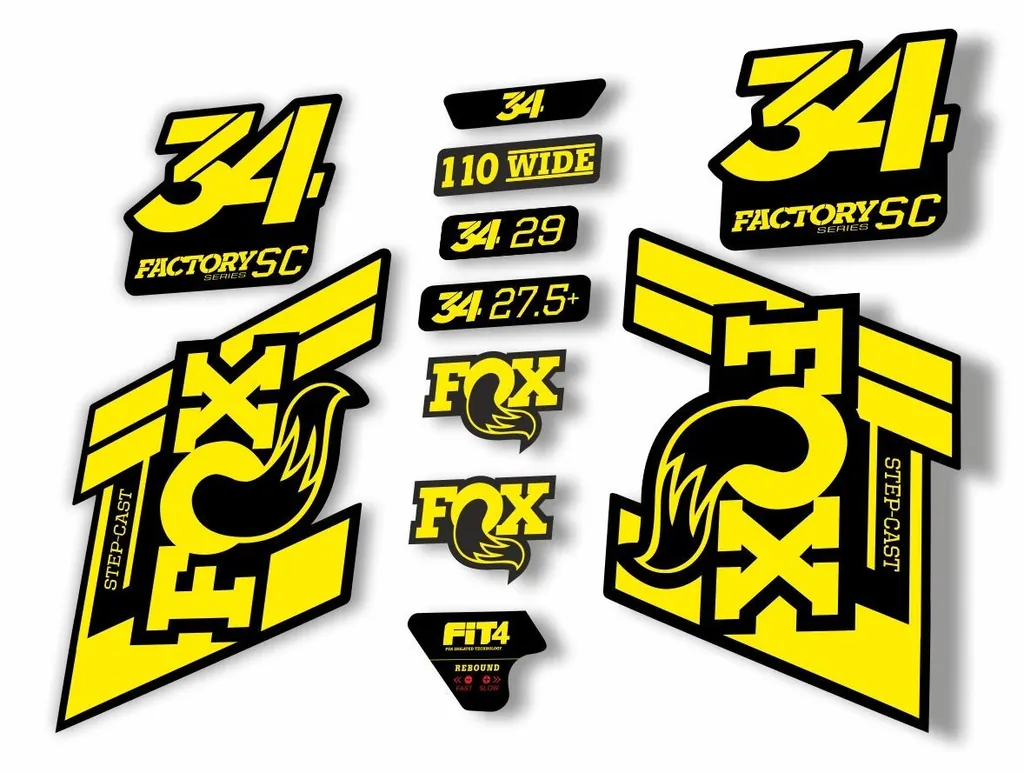 FOX 34 Step Cast SC 2019 Fork Suspension Factory Decals Stickers Adhesive Yellow
