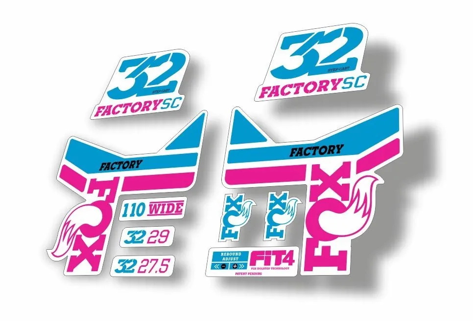 FOX 32 Step Cast SC  Fork Suspension Factory Decal Stickers Adhesive Pink Blue