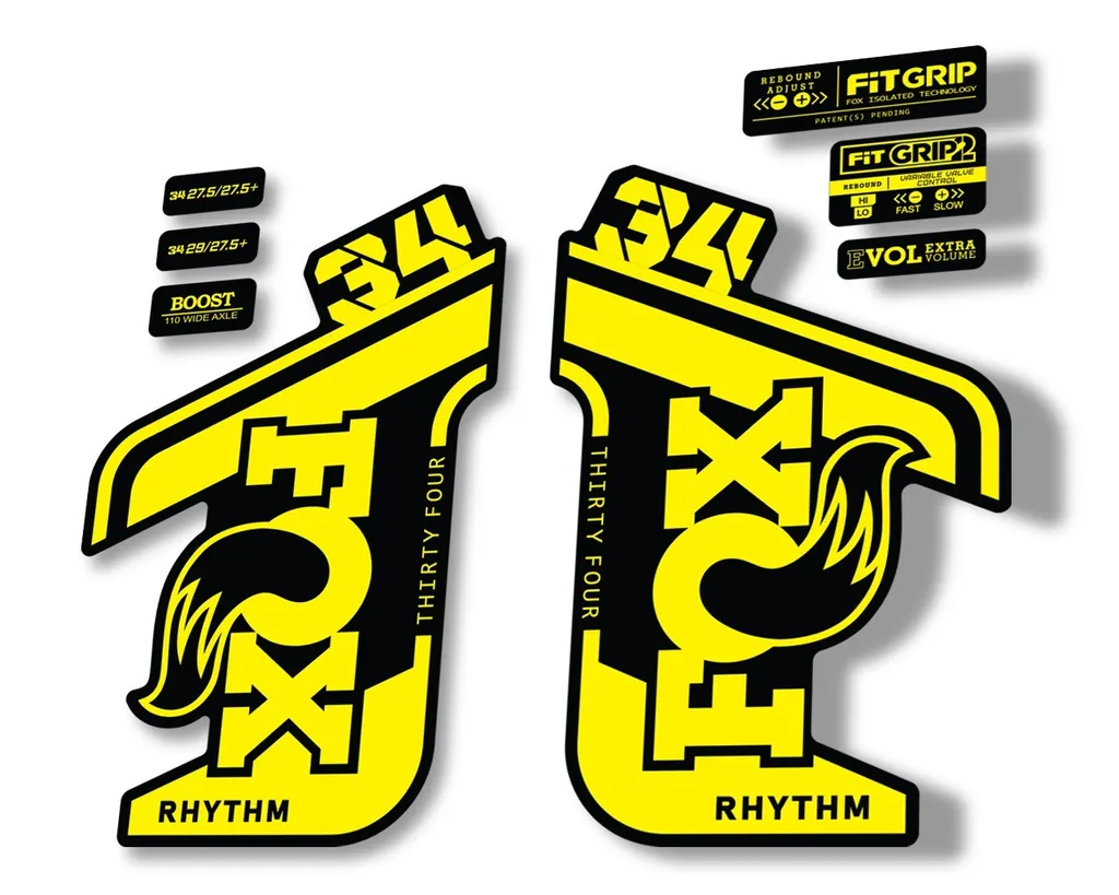FOX 34 RHYTHM 2021 Fork Suspension Factory Sticker MTB Decal Adhesive Yellow