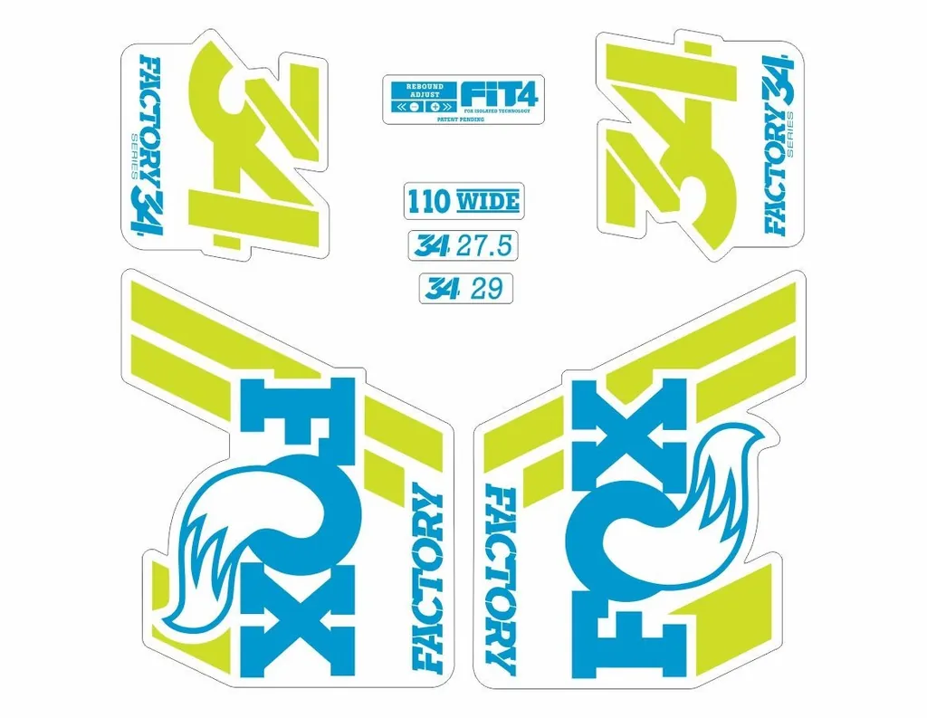 FOX 34 Float 2018-19 Forks Suspension Factory Decals Sticker Adhesive Lime Blue