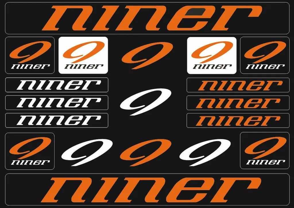 Bicycle Vinyl Stickers – Compatible with Niner Mountain Bikes – Orange