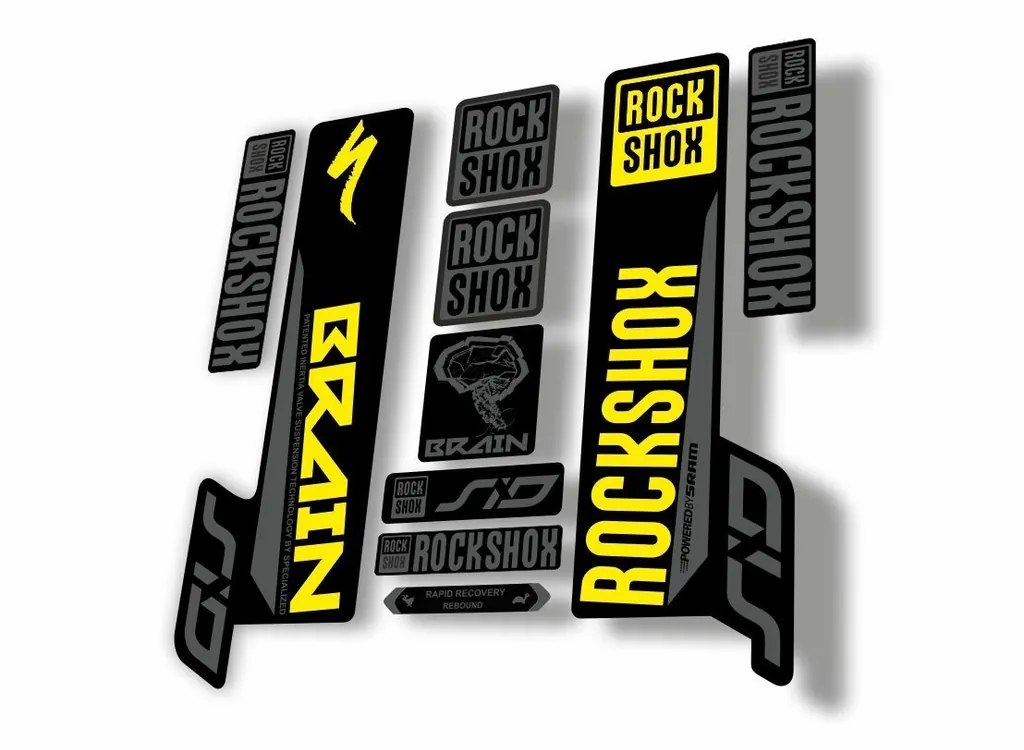 Rock Shox SID Brain 2018 Mountain Bike Cycling Decal Sticker Adhesiv Gray Yellow