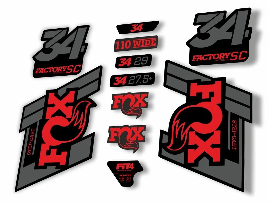 FOX 34 Step Cast SC 2019 Fork Suspension Factory Decal Sticker Red Gray